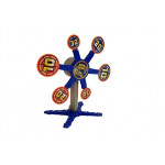 Pištoľ s penovými nábojmi a rotujúcim terčom